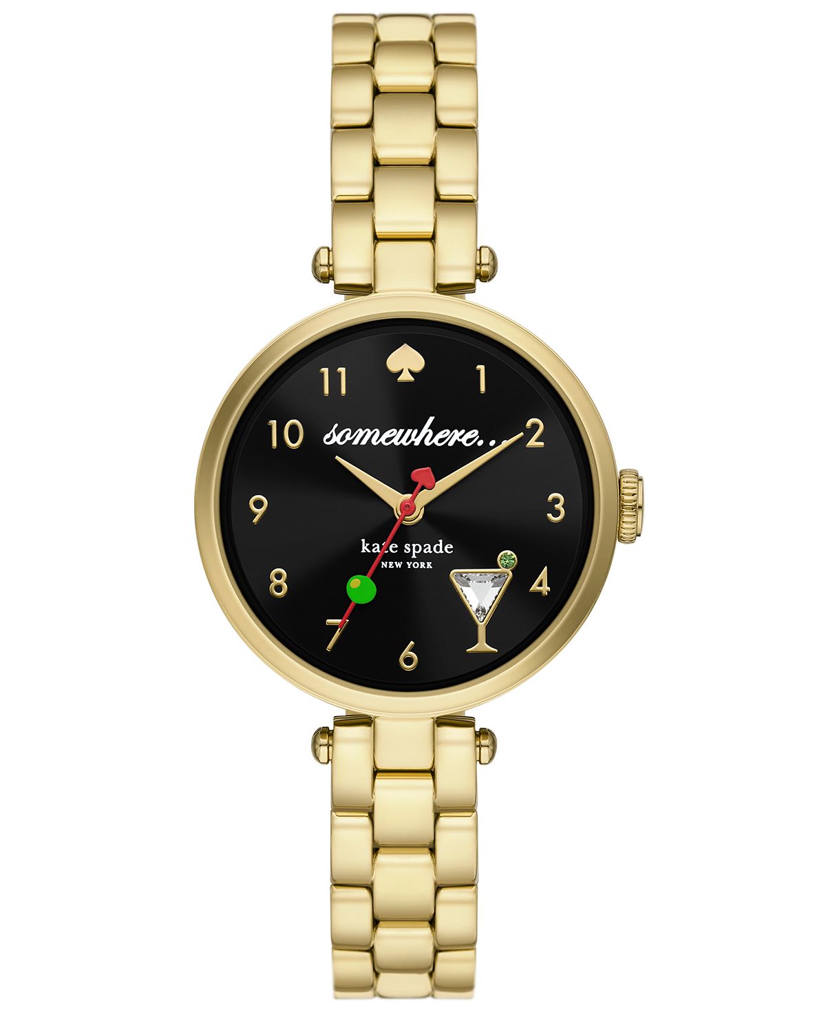 Женские кварцевые часы Holland с тремя стрелками из нержавеющей стали золотистого цвета, 28 мм kate spade new york, золотой