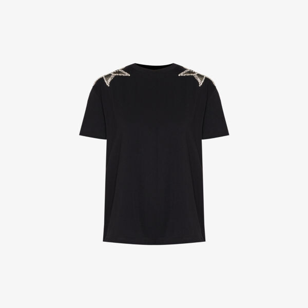 

Футболка из хлопкового джерси с кристаллами Artwork Stella Mccartney, черный