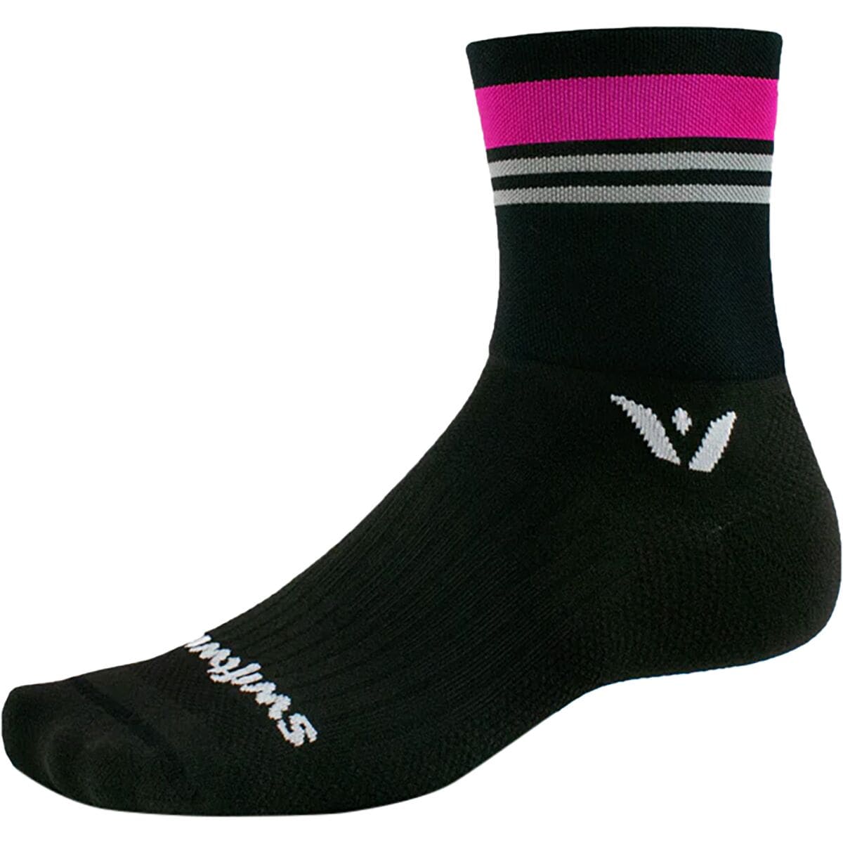 Носки aspire с четырьмя полосками Swiftwick, цвет stripe pink/gray