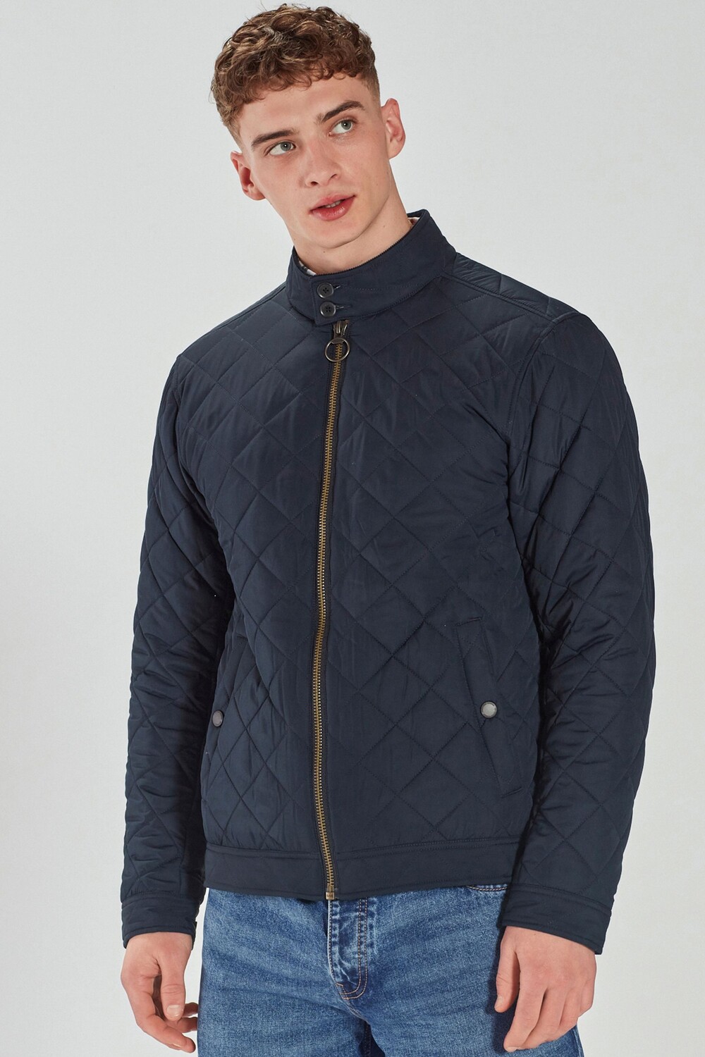 

Стеганая непромокаемая куртка Harrington с ромбовидным узором Next, синий