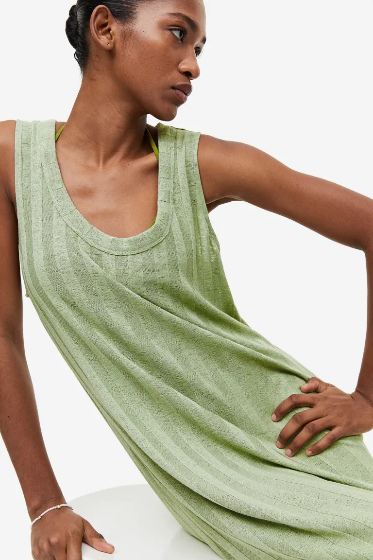 Платье из эластичного трикотажа H&M, зеленый