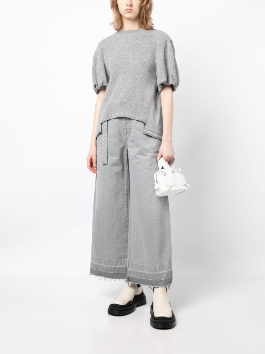 

Укороченные джинсы широкого кроя sacai, серый