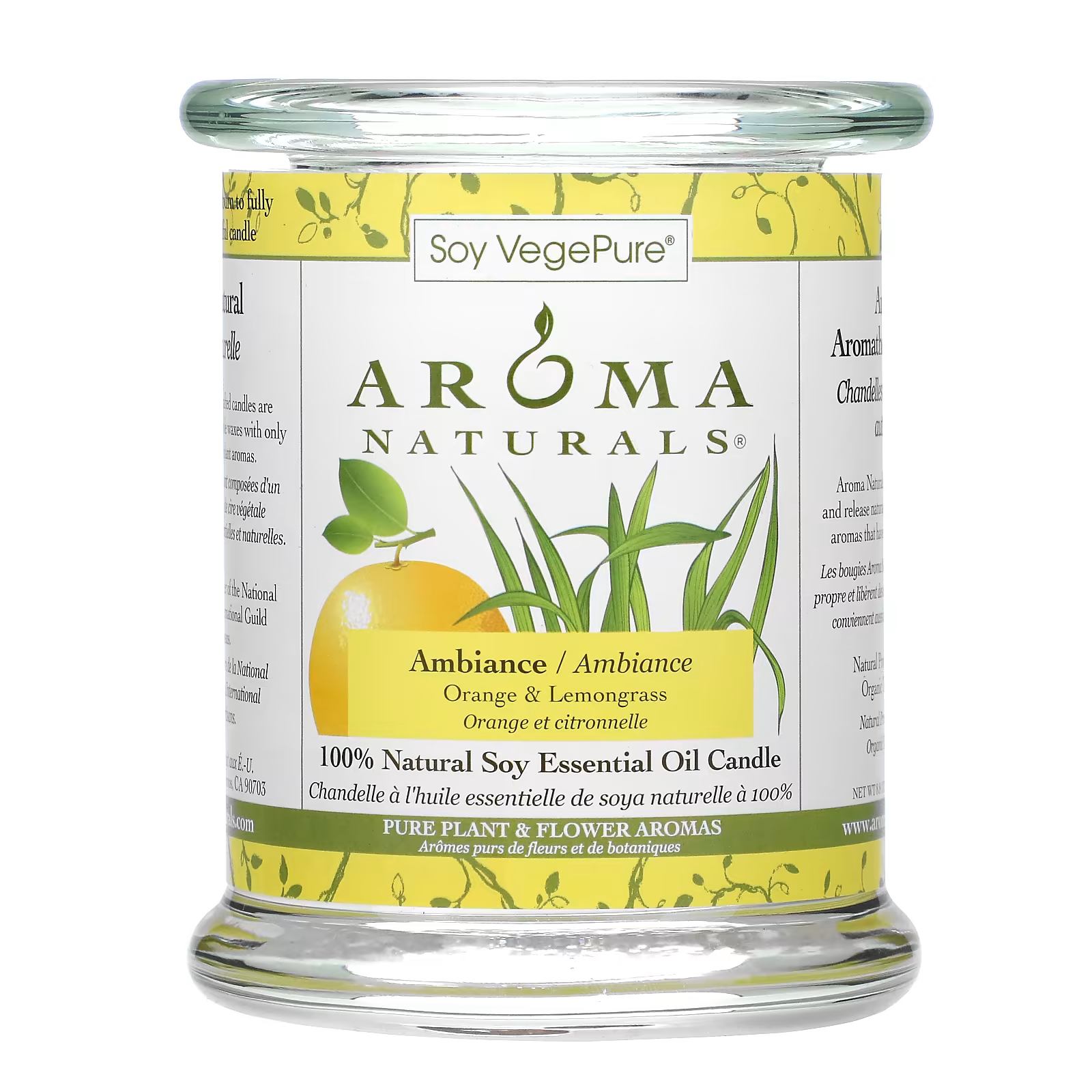 Soy VegePure 100% натуральное соевое эфирное масло, свеча Ambiance Orange & Lemongrass, 8,8 унции (260 г) Aroma Naturals цена и фото