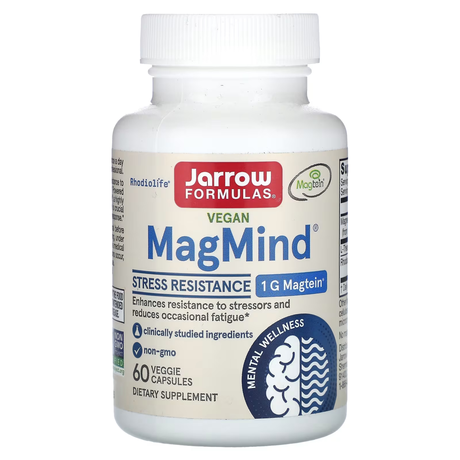 Jarrow Formulas Vegan MagMind Stress Resistance 60 растительных капсул магний magmind 90 вегетарианских капсул jarrow formulas