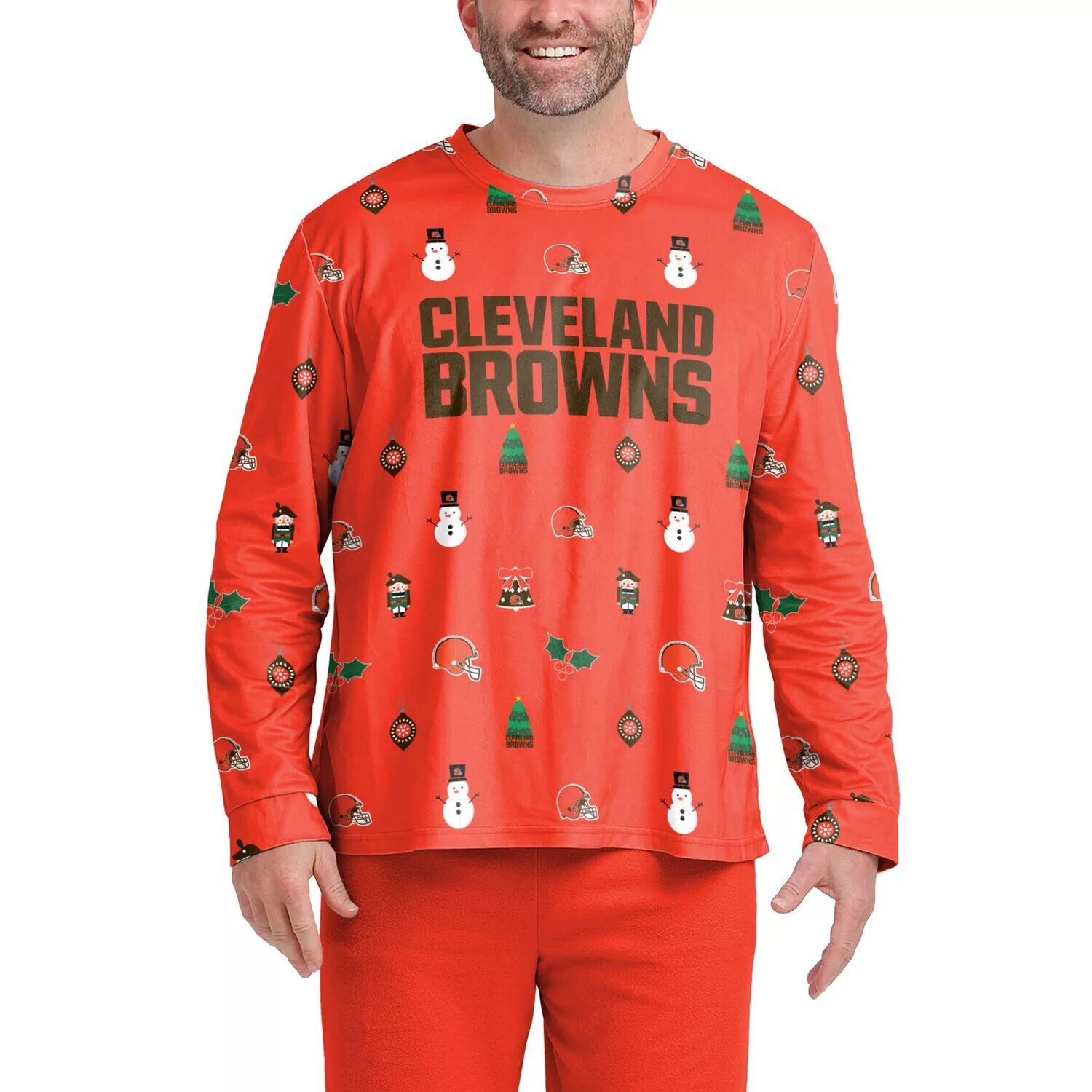 

Мужская футболка с длинным рукавом FOCO Orange Cleveland Browns Ugly Sweater