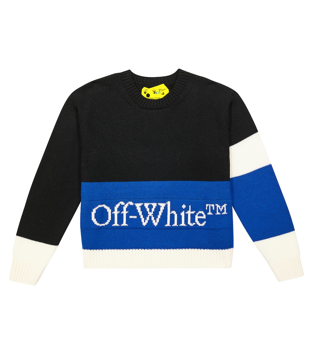 Шерстяной свитер с цветными блоками и логотипом Off-White Kids, черный черный жаккардовый спортивный бюстгальтер off white
