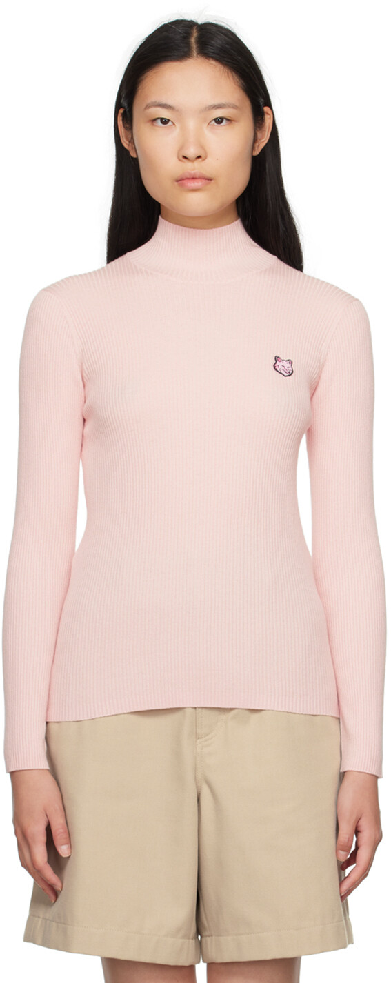 

Розовая водолазка Bold Fox Head Бледная Maison Kitsune, Розовый
