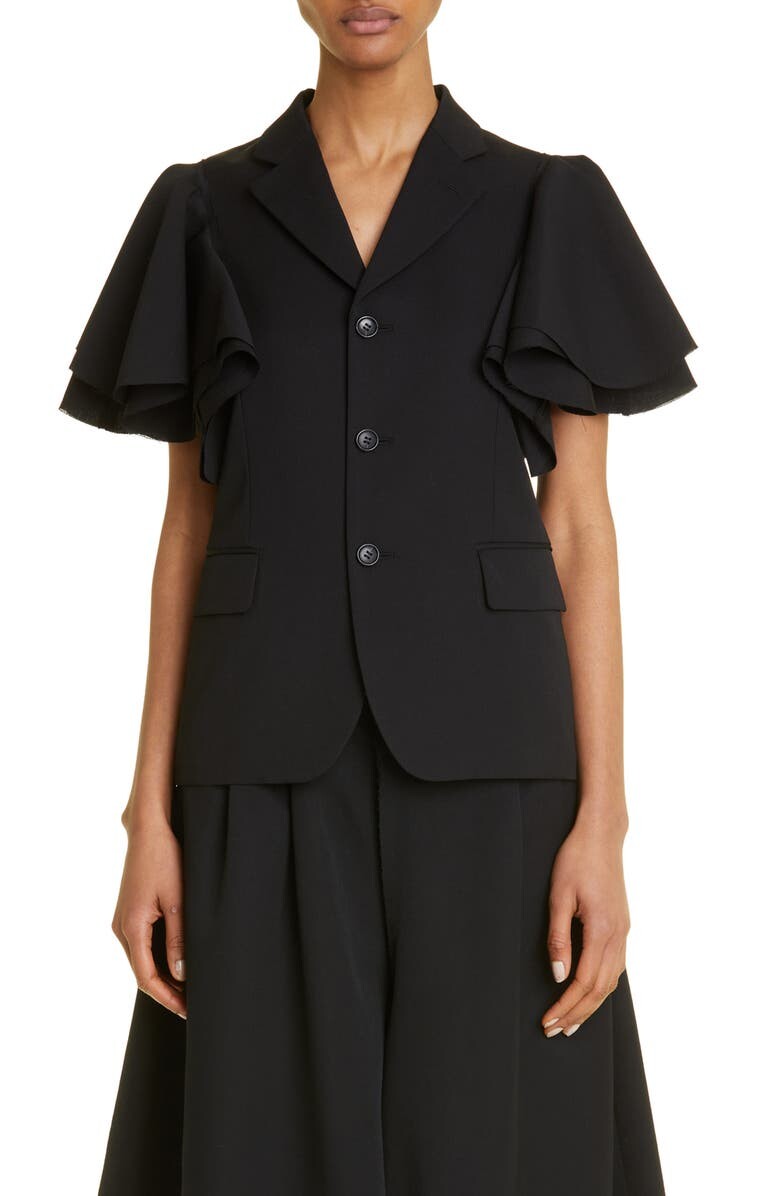 

Куртка из шерстяного габардина с короткими рукавами COMME DES GARÇONS, черный