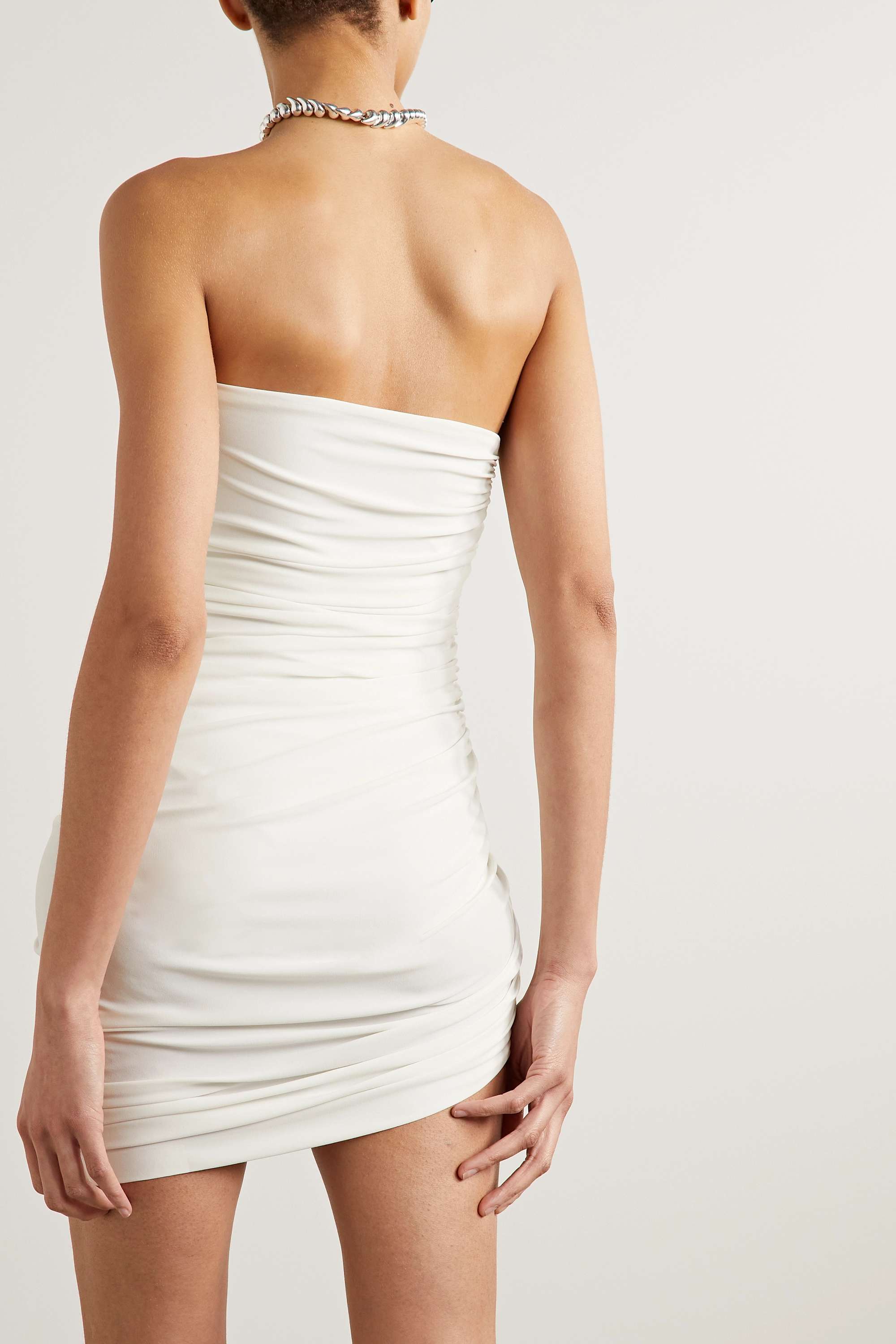 NORMA KAMALI платье мини Diana без бретелек со сборками из эластичного джерси, кремовый асимметричные плавки бикини diana norma kamali белый