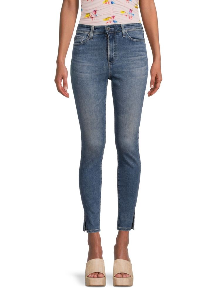 

Джинсы скинни до щиколотки с очень высокой посадкой Ag Jeans, синий