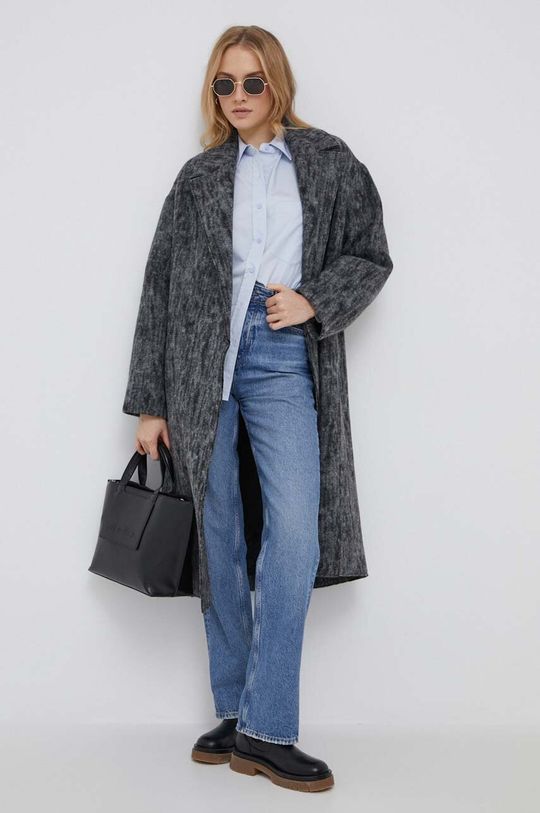 Полушерстяное пальто Calvin Klein, серый