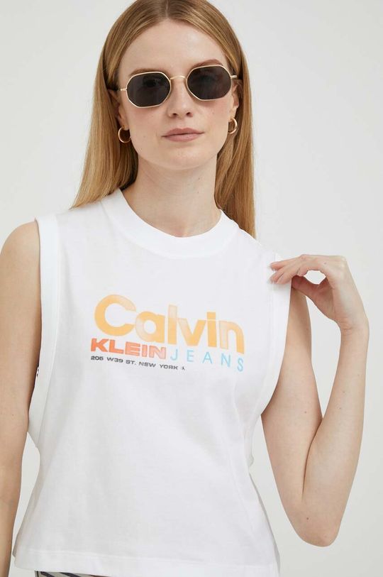 

Хлопковый топ Calvin Klein Jeans, белый