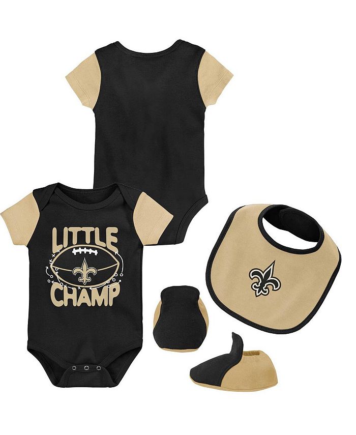 Черный, золотой комплект из трех частей боди New Orleans Saints Little Champ для новорожденных и пинеток Outerstuff, черный