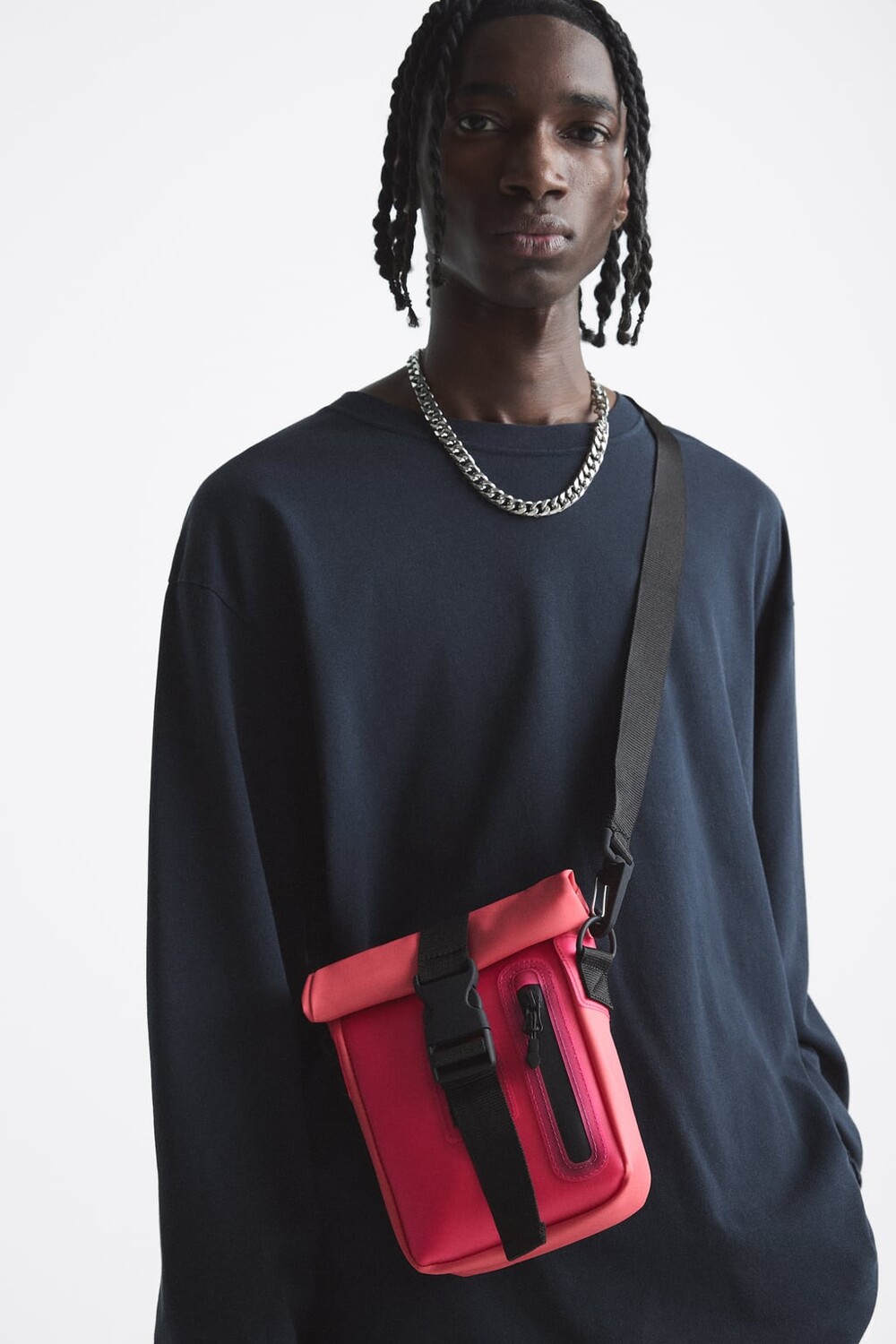 

Прорезиненная прозрачная мини-сумка на через плечо ZARA, розовый