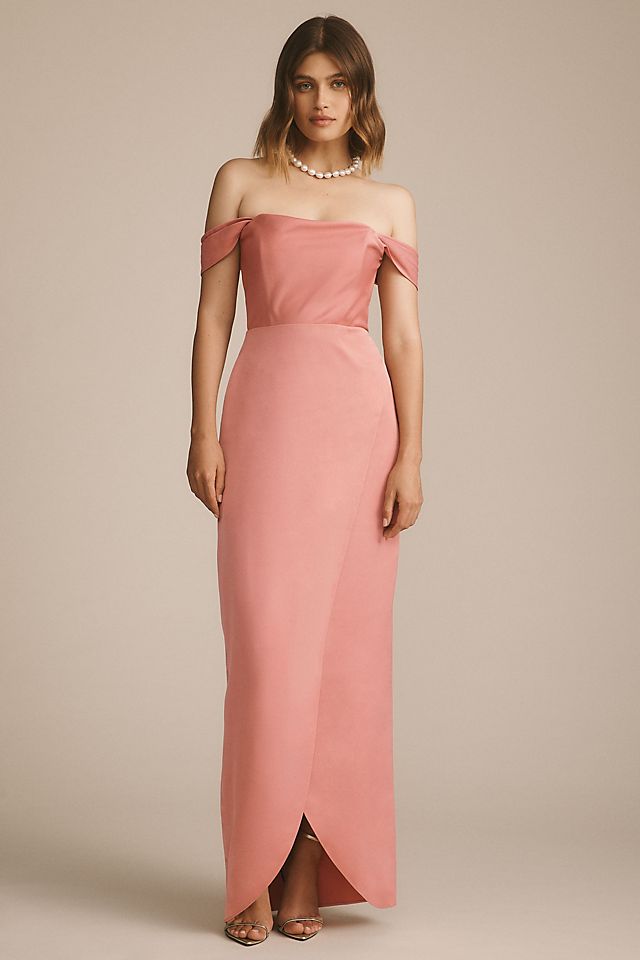 Платье BHLDN Cleo макси с открытыми плечами, розовый платье cleo размер 44