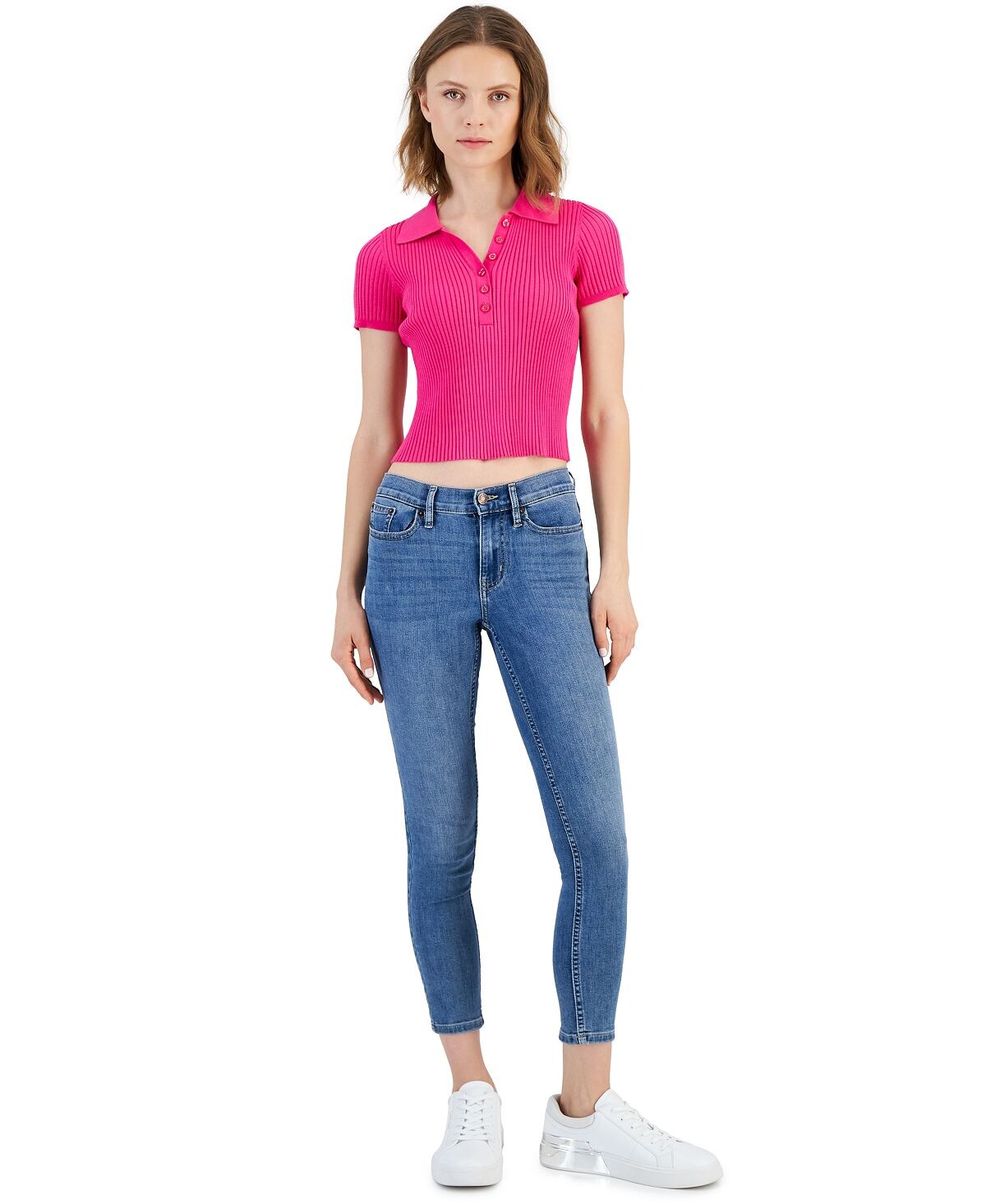 

Джинсы скинни до щиколотки Petite с высокой посадкой 25 и 27 дюймов Calvin Klein Jeans