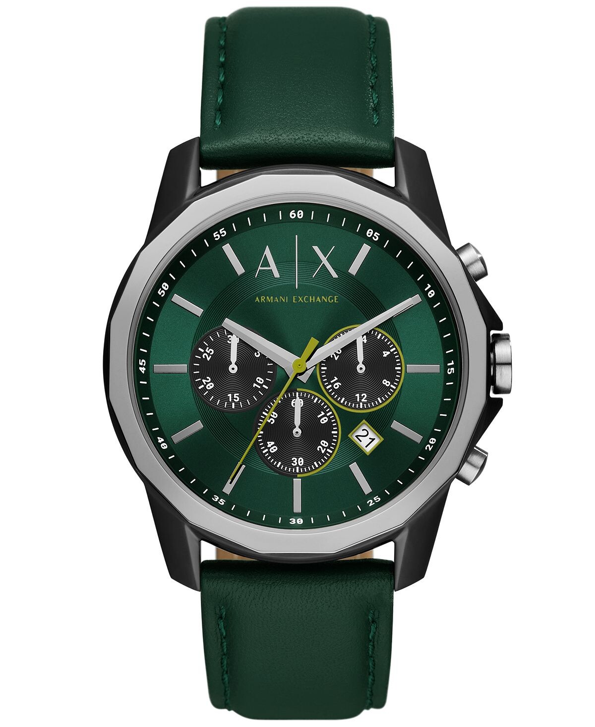 

Мужские кварцевые зеленые кожаные часы с хронографом 44 мм Armani Exchange