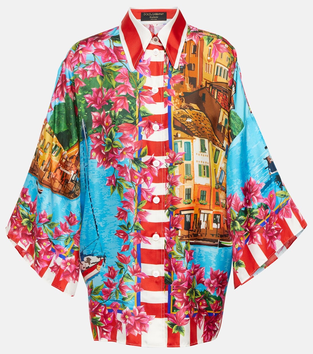 

Шелковая рубашка с принтом Portofino DOLCE&GABBANA, разноцветный