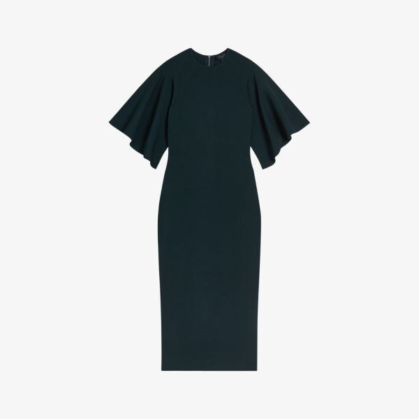 

Облегающее платье миди эластичной вязки Lounia с рифлеными рукавами Ted Baker, зеленый