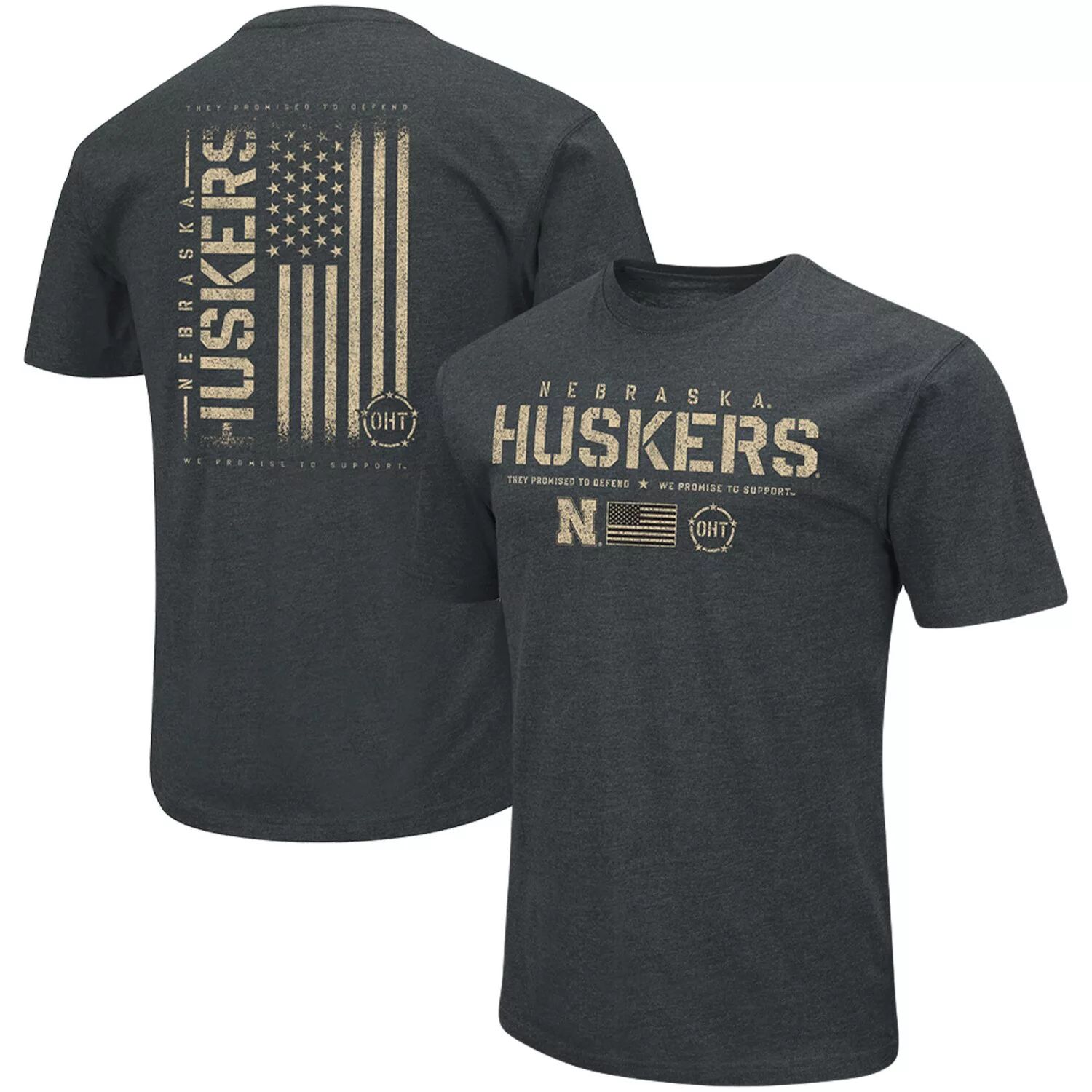 

Мужская футболка Colosseum Heathered Black Nebraska Huskers OHT Military Appreciation Flag 2.0