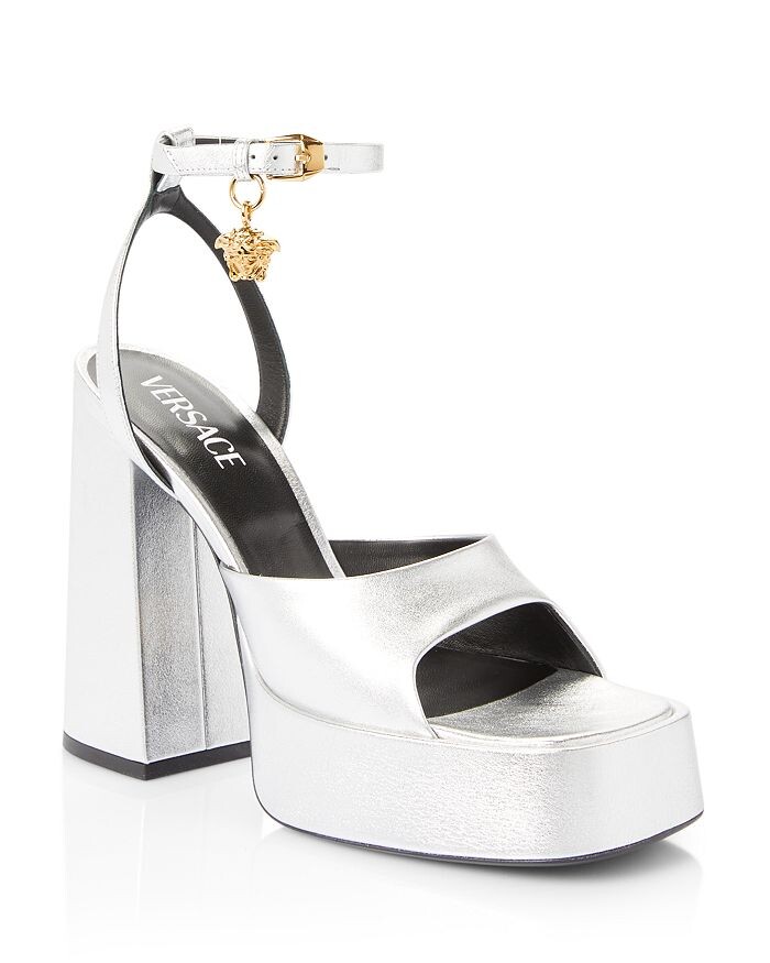

Женские босоножки на платформе с высоким каблуком и логотипом Versace
