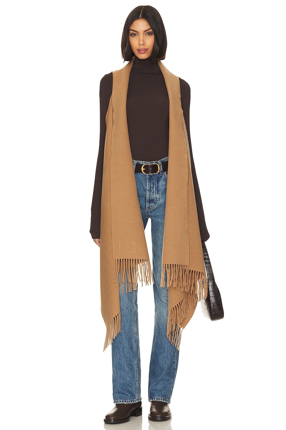

Шарф Rag & Bone Addison Fringed Shawl, кэмел
