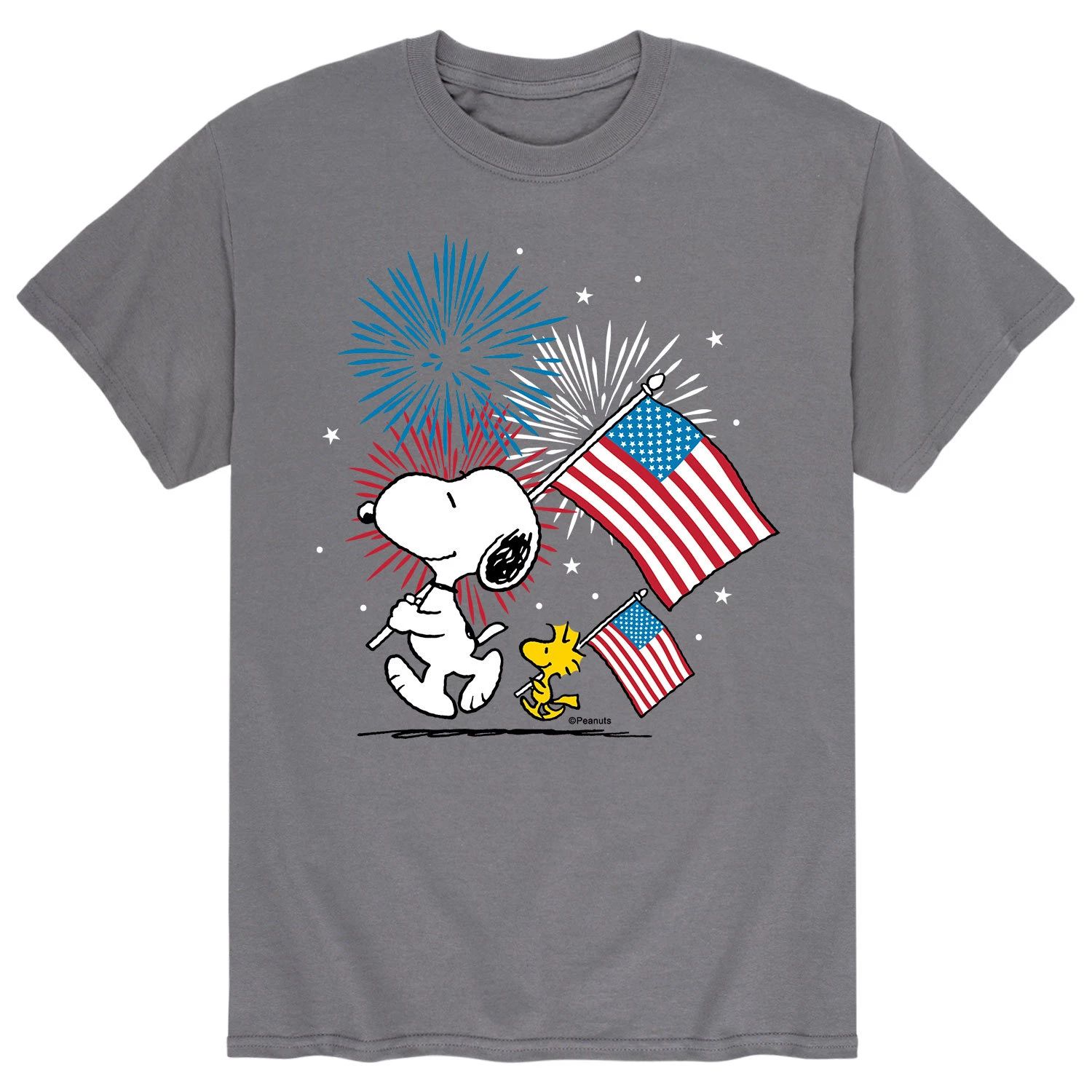 Мужская футболка Peanuts Snoopy & Woodstock Flags Fireworks Licensed Character мужская футболка peanuts snoopy and woodstock smores licensed character
