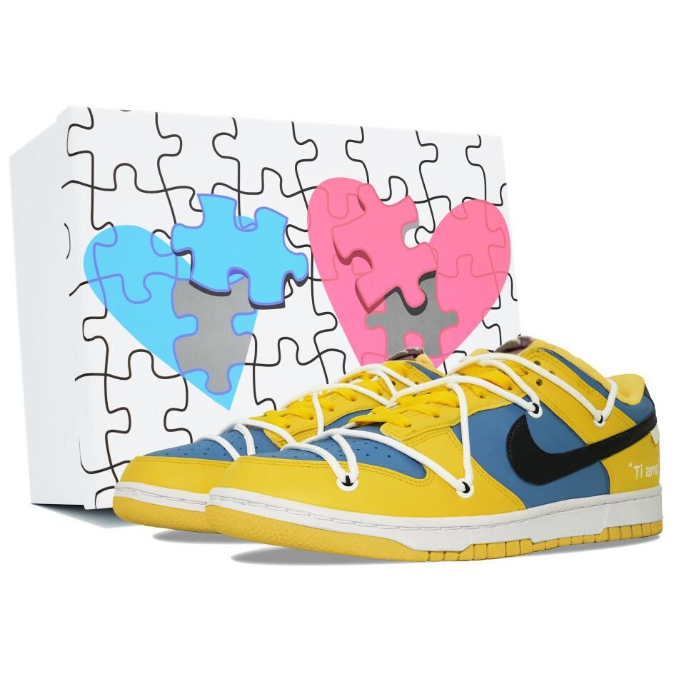 

Кроссовки Nike Dunk Skateboarding Shoes Men Low-top Yellow/Blue, черный/серо-синий