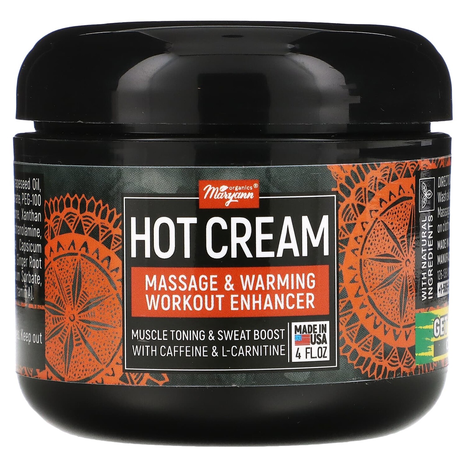 

Hot-Cream, средство для массажа и согревающих тренировок, 4 жидк. Унции, Maryann Organics