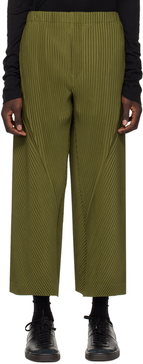 

Брюки цвета хаки со складками внизу Homme Plisse Issey Miyake, цвет Moss khaki