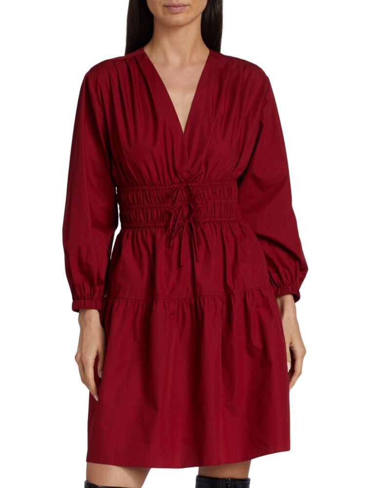 

Хлопковое расклешенное платье Emma Derek Lam 10 Crosby, цвет Merlot Red