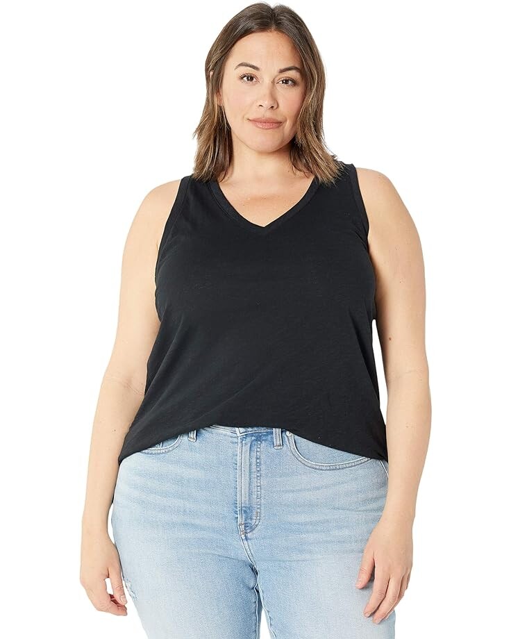 

Топ Madewell Plus Whisper Cotton V-Neck, черный