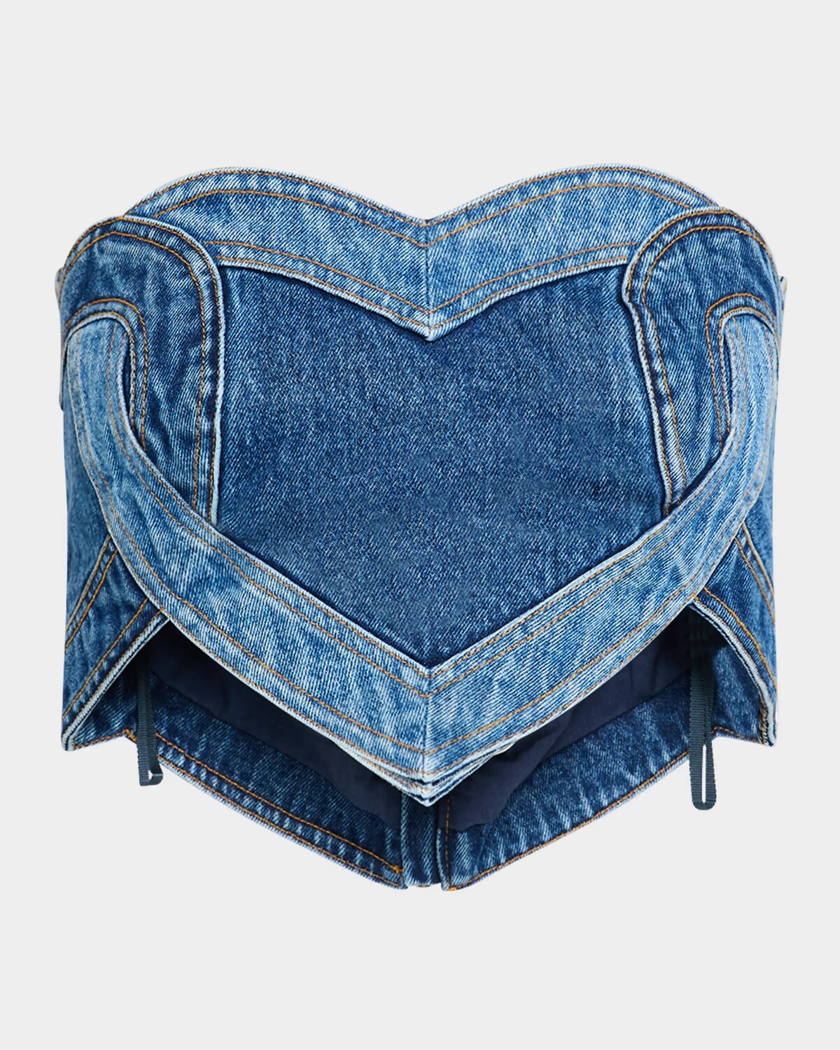

Джинсовый топ-бандо в стиле пэчворк с сердечками Area, цвет Multi Denim Wash