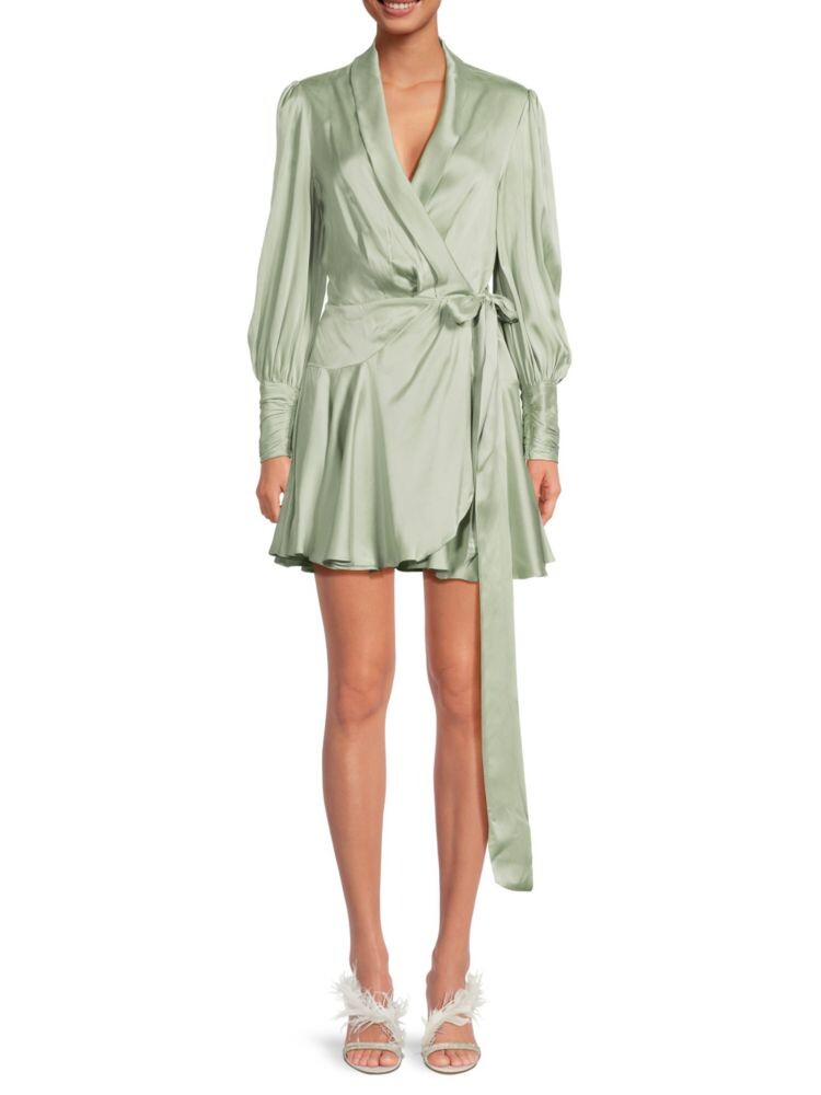 

Шелковое мини-платье с запахом Zimmermann, цвет Rose Green