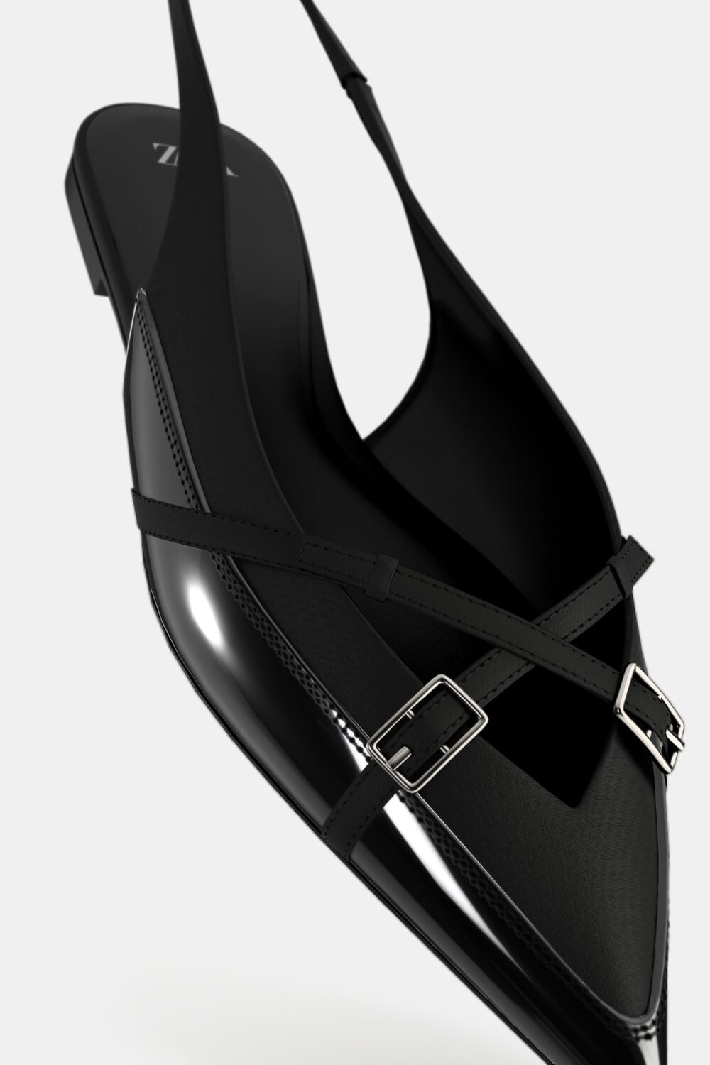 

Туфли на плоской брюке с пряжками ZARA, черный
