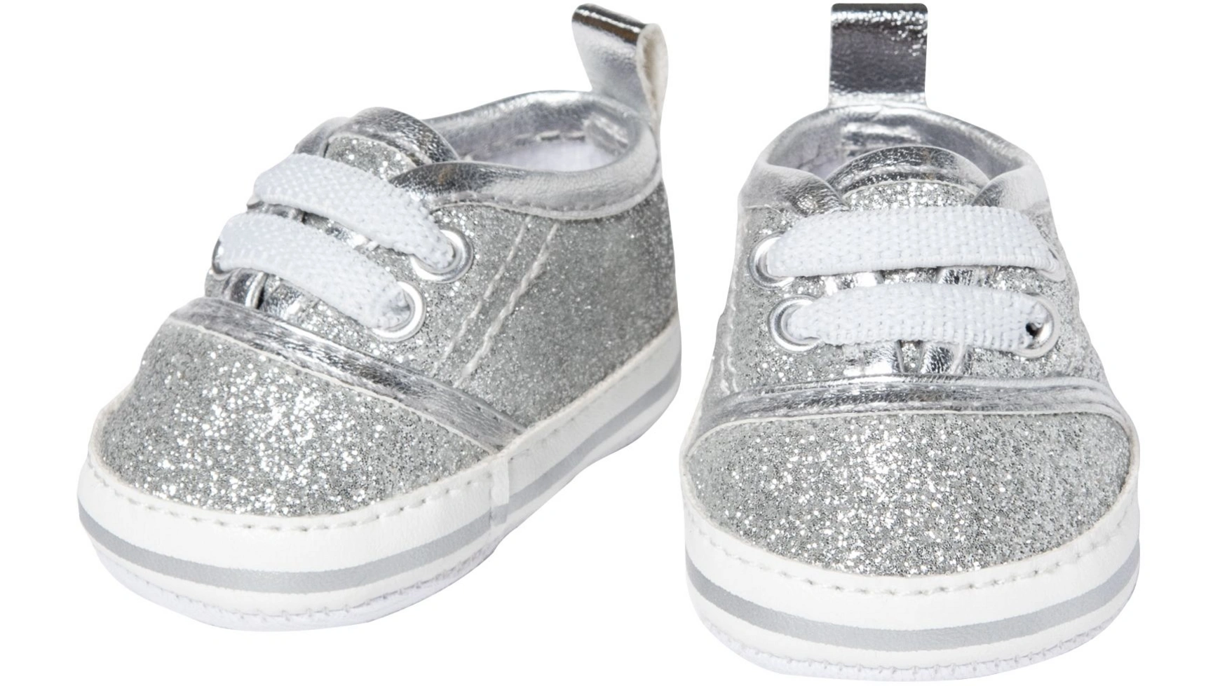 Кукольные кроссовки с блестками, серебро, размер 30-34см Heless