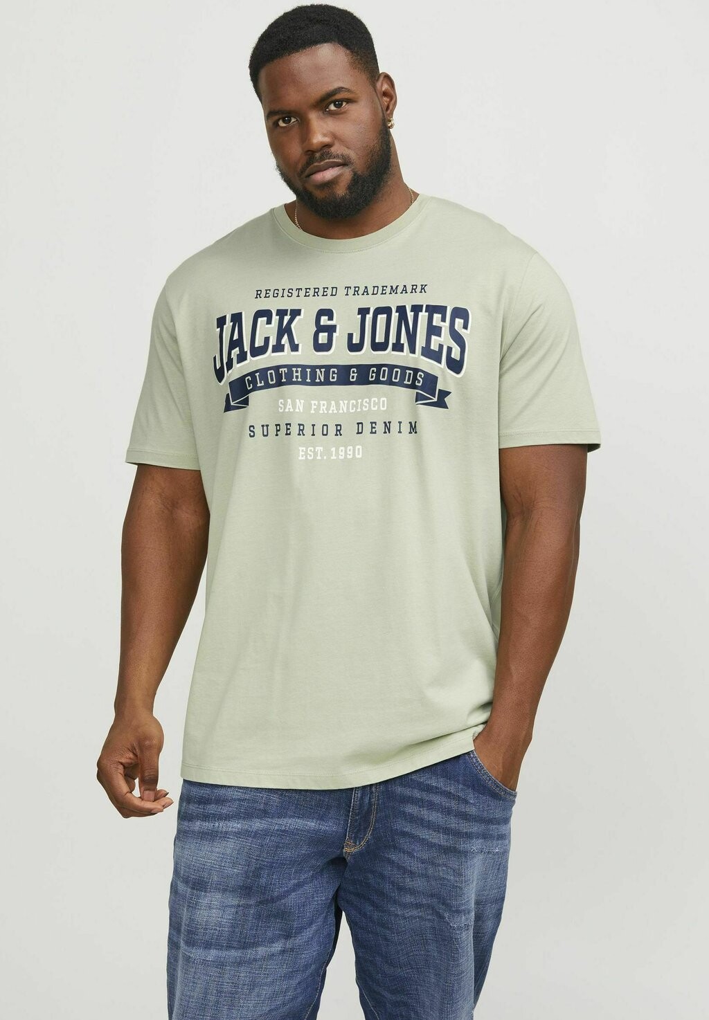 

Футболка с принтом JJELOGO TEE O-NECK Jack & Jones, цвет desert sage