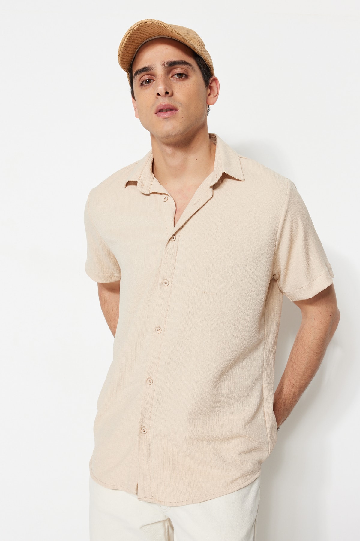 цена Рубашка Trendyol мужская с короткими рукавами, серый