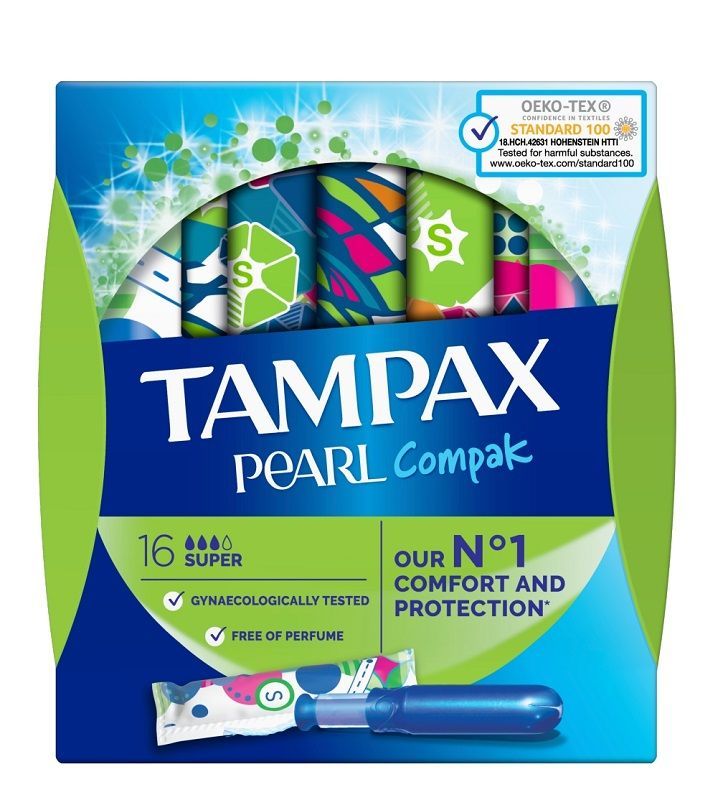 Tampax Compak Pearl Super гигиенические тампоны, 16 шт. tampax compak pearl super гигиенические тампоны 16 шт