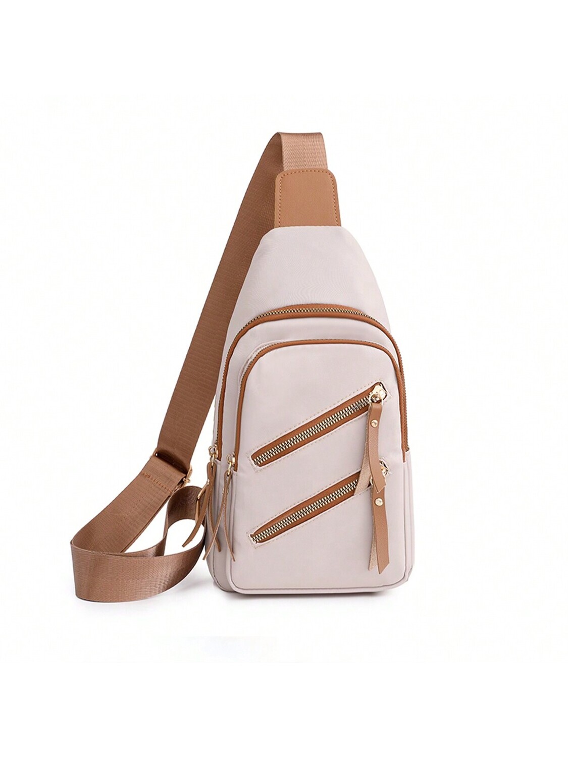 

Сумка нагрудная Crossbody с вышитой нитью, бежевый