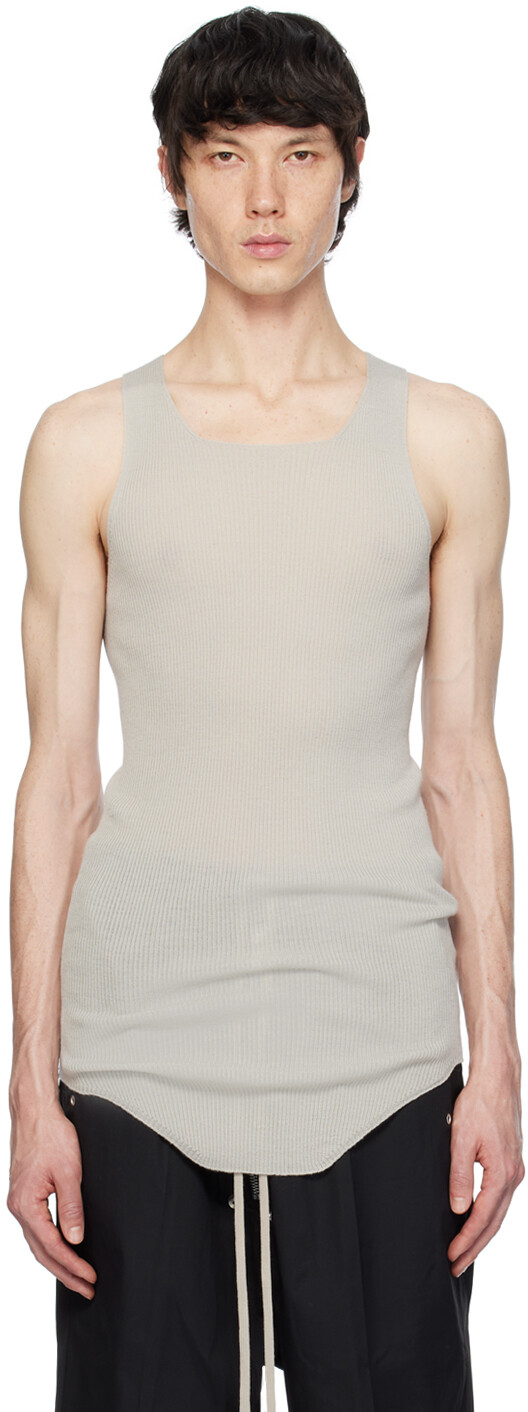 

Кремового цвета майка в рубчик Rick Owens, цвет Pearl