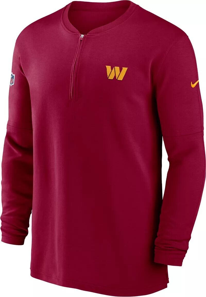 

Мужская красная футболка с длинными рукавами и молнией до половины Nike Washington Commanders Sideline