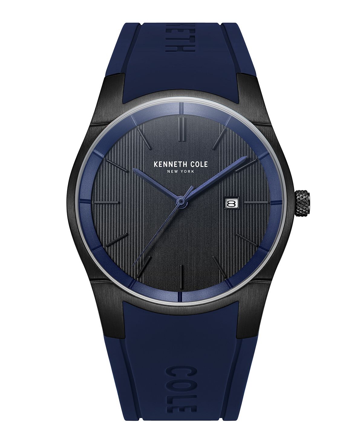 

Мужские современные классические синие часы на силиконовом ремешке 42 мм Kenneth Cole New York