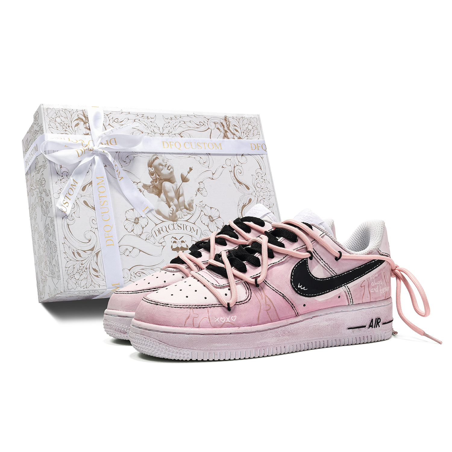 

Кроссовки Nike Air Force 1 Skateboarding Shoes Women's Low-top Pink/Black, черный