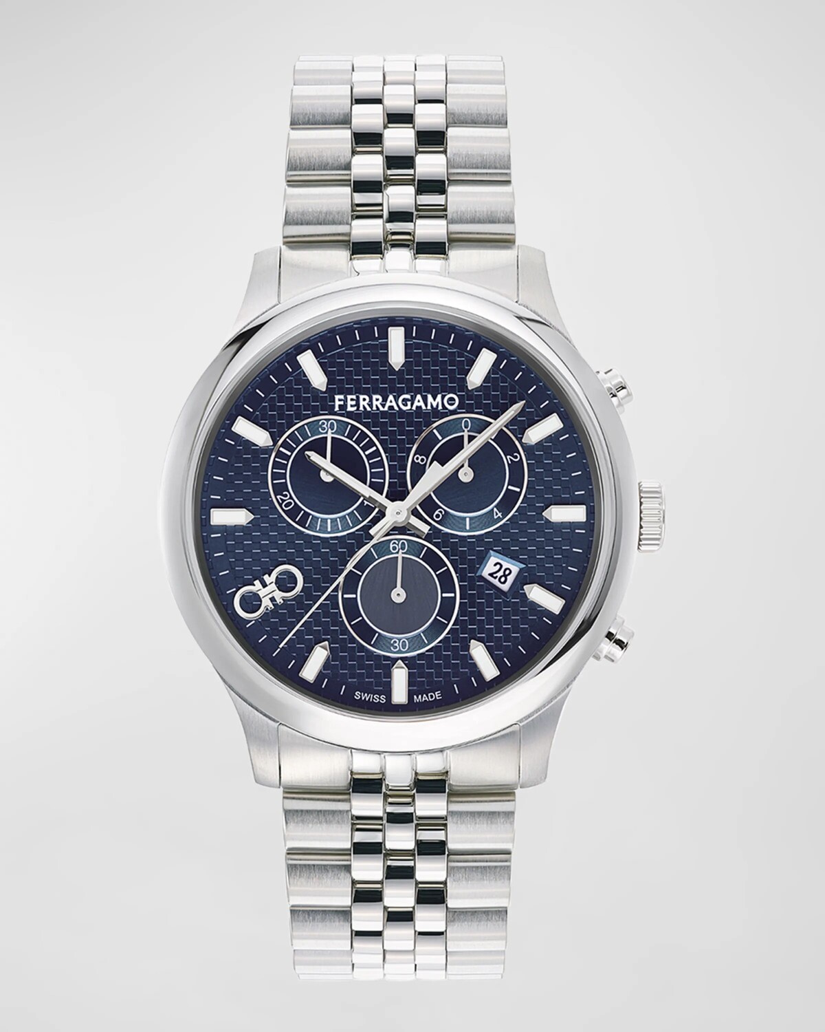 

Мужские часы-браслет Duo Chrono, 42 мм Ferragamo, цвет Blue Silver