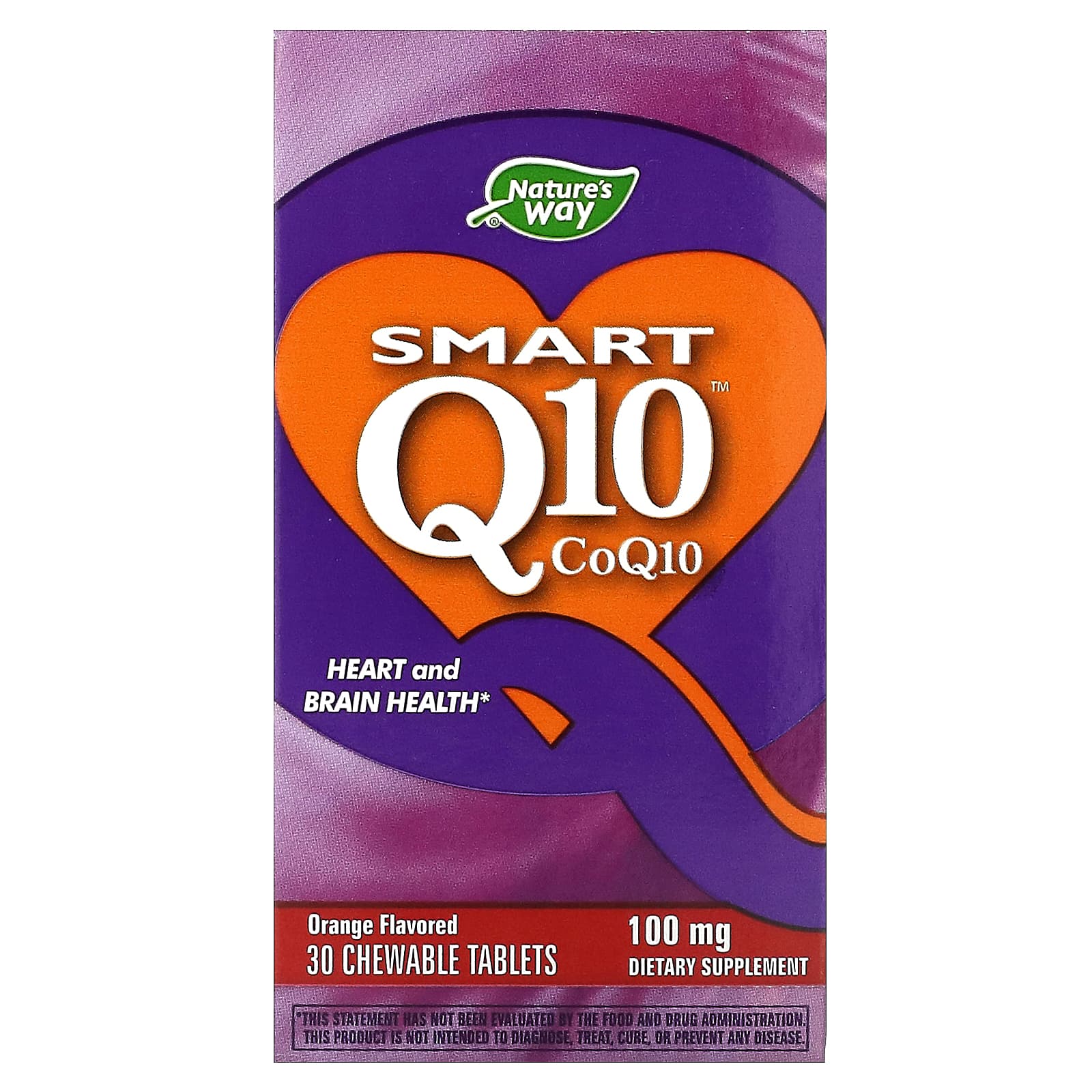 

Smart Q10, апельсин, 100 мг, 30 жевательных таблеток, Nature's Way