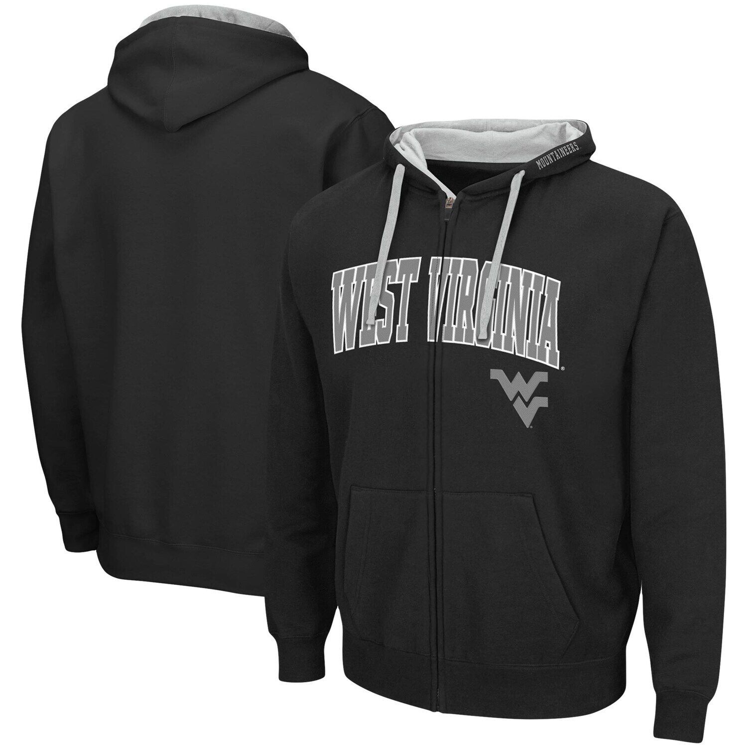 

Мужская толстовка с молнией во всю длину Colosseum Black West Virginia Mountaineers Arch & Logo 2.0