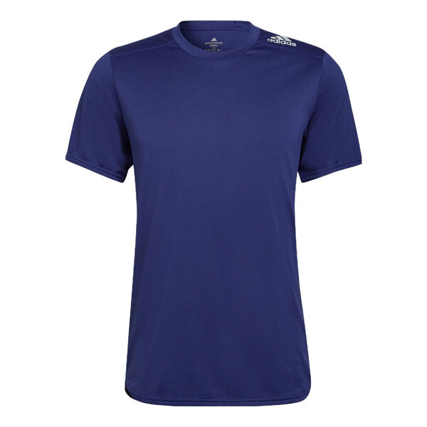 

Футболка Men's adidas Solid Color Logo Running Sports Short Sleeve Indigo T-Shirt, мультиколор