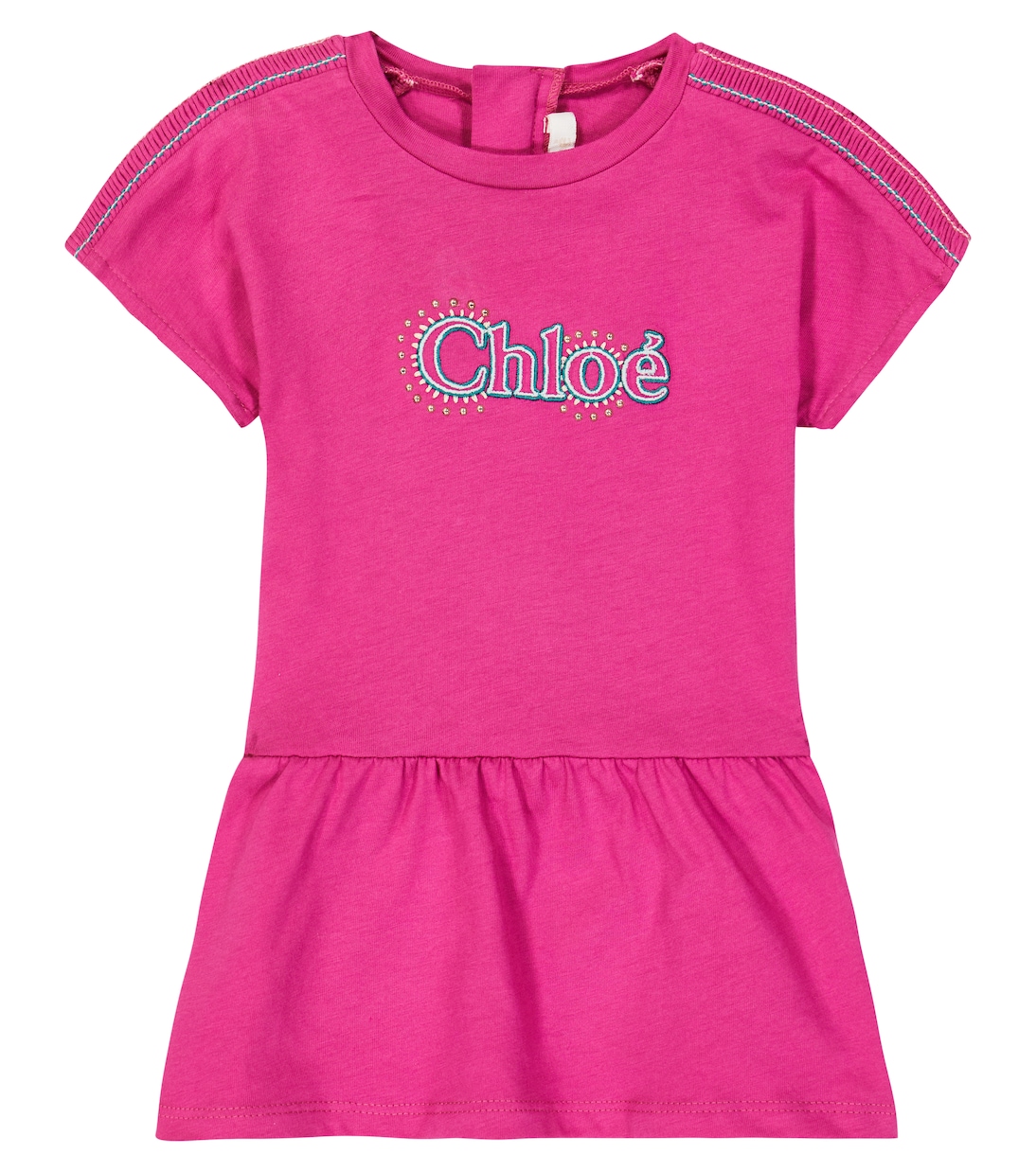 Платье из хлопкового джерси с логотипом baby baby Chloé, розовый