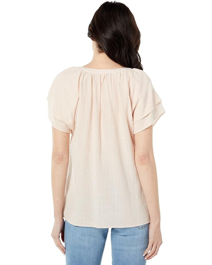 Блуза Dylan by True Grit Charlie Cotton Linen Ruffle Sleeve Blouse, розовый